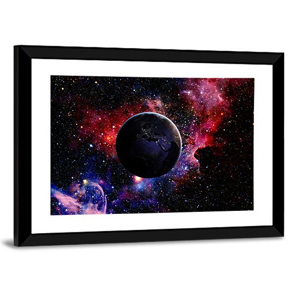Earth From Galaxy Panoramic Canvas Wall Art-1 Piece-36" x 12"-Tiaracle