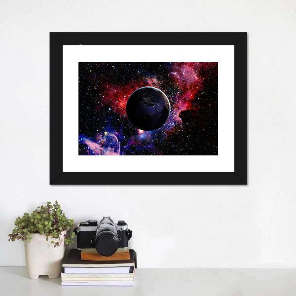 Earth From Galaxy Panoramic Canvas Wall Art-1 Piece-36" x 12"-Tiaracle
