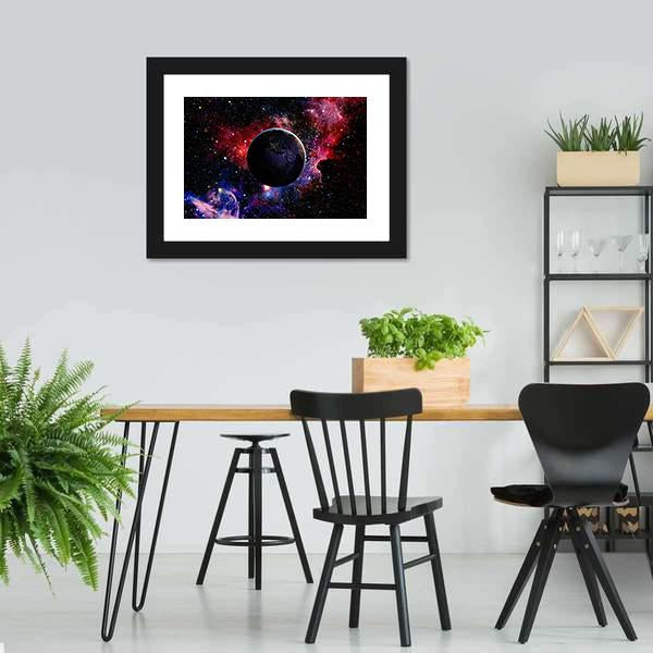 Earth From Galaxy Panoramic Canvas Wall Art-1 Piece-36" x 12"-Tiaracle