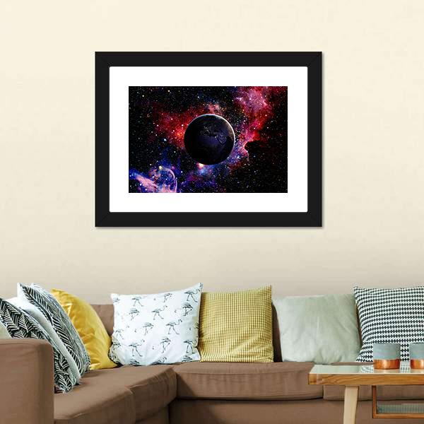 Earth From Galaxy Panoramic Canvas Wall Art-1 Piece-36" x 12"-Tiaracle