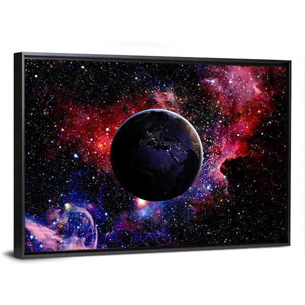 Earth From Galaxy Panoramic Canvas Wall Art-1 Piece-36" x 12"-Tiaracle