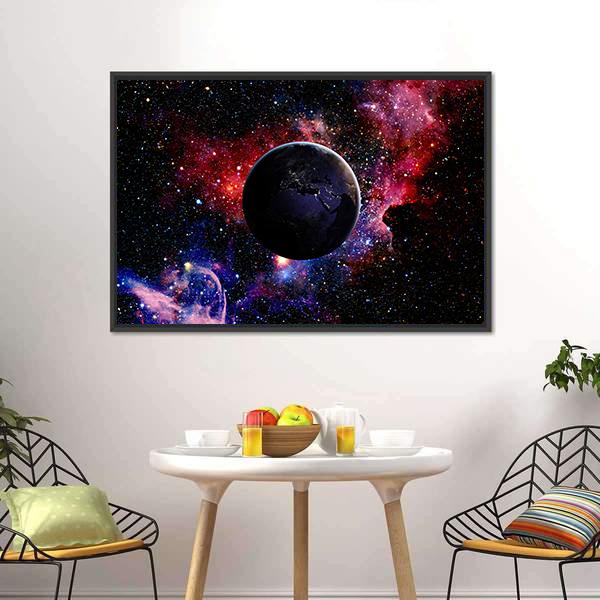 Earth From Galaxy Panoramic Canvas Wall Art-1 Piece-36" x 12"-Tiaracle