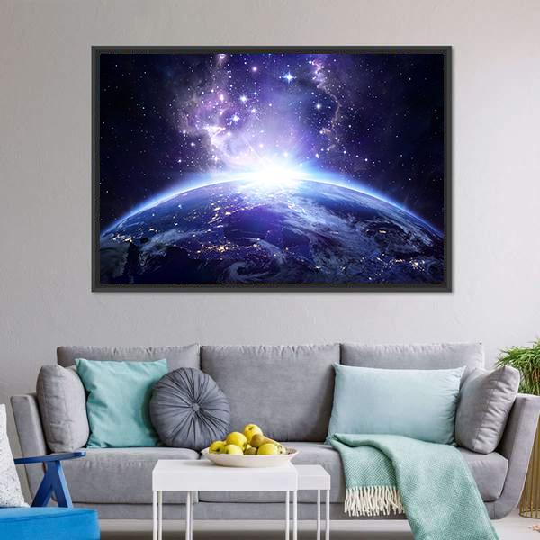 Earth From Milky Way Panoramic Canvas Wall Art-1 Piece-36" x 12"-Tiaracle