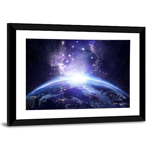 Earth From Milky Way Panoramic Canvas Wall Art-1 Piece-36" x 12"-Tiaracle