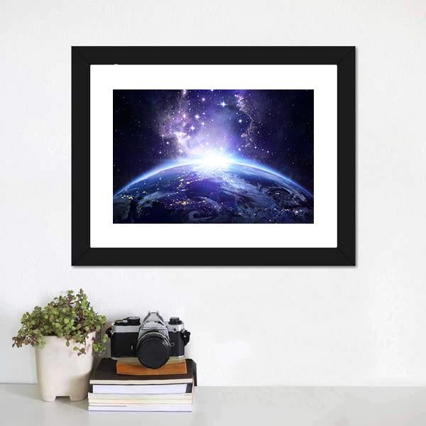 Earth From Milky Way Panoramic Canvas Wall Art-1 Piece-36" x 12"-Tiaracle