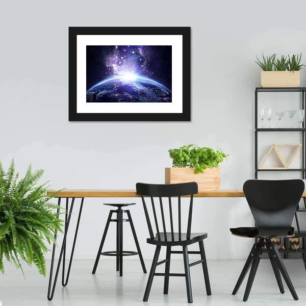 Earth From Milky Way Panoramic Canvas Wall Art-1 Piece-36" x 12"-Tiaracle