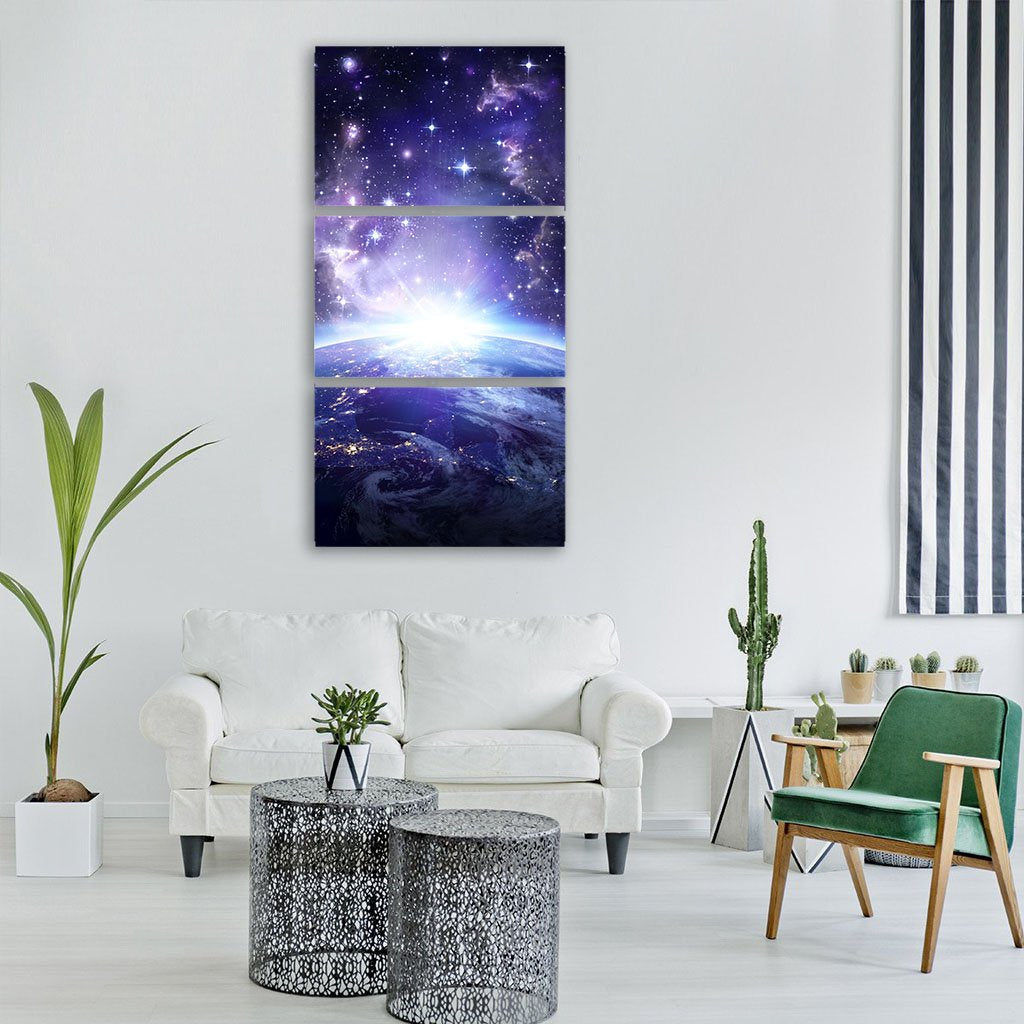 Earth From Milky Way Vertical Canvas Wall Art-3 Vertical-Gallery Wrap-12" x 25"-Tiaracle