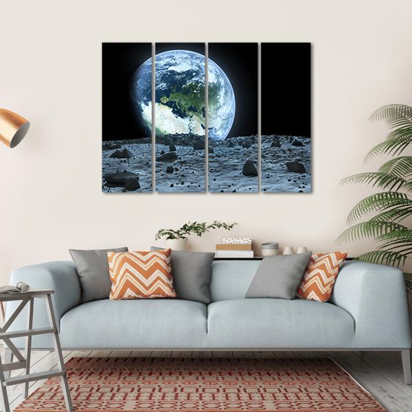 Earth From Moon Canvas Wall Art-4 Horizontal-Gallery Wrap-34" x 24"-Tiaracle
