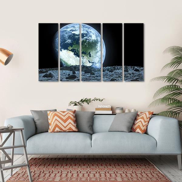 Earth From Moon Canvas Wall Art-5 Horizontal-Gallery Wrap-22" x 12"-Tiaracle