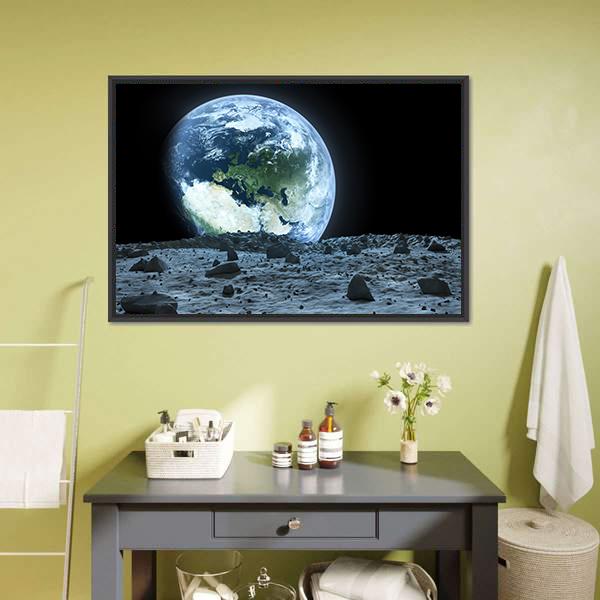 Earth From Moon Canvas Wall Art-3 Horizontal-Gallery Wrap-25" x 16"-Tiaracle