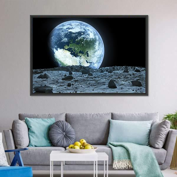 Earth From Moon Canvas Wall Art-3 Horizontal-Gallery Wrap-25" x 16"-Tiaracle
