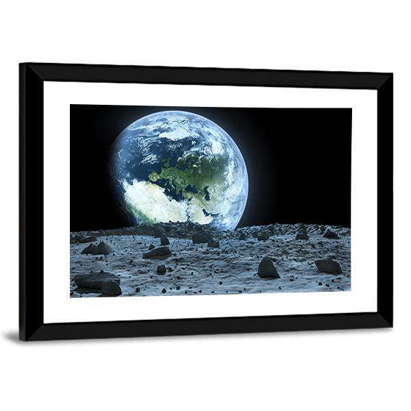 Earth From Moon Canvas Wall Art-3 Horizontal-Gallery Wrap-25" x 16"-Tiaracle