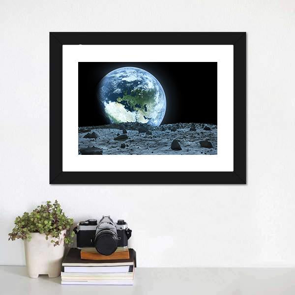 Earth From Moon Canvas Wall Art-3 Horizontal-Gallery Wrap-25" x 16"-Tiaracle