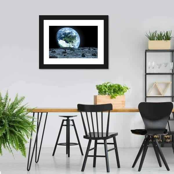 Earth From Moon Canvas Wall Art-3 Horizontal-Gallery Wrap-25" x 16"-Tiaracle