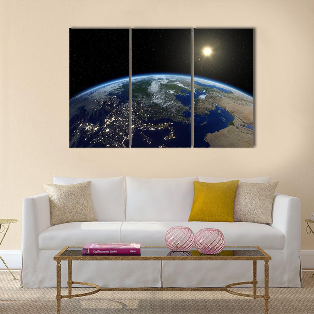 Europe From Satellite Canvas Wall Art-3 Horizontal-Gallery Wrap-25" x 16"-Tiaracle