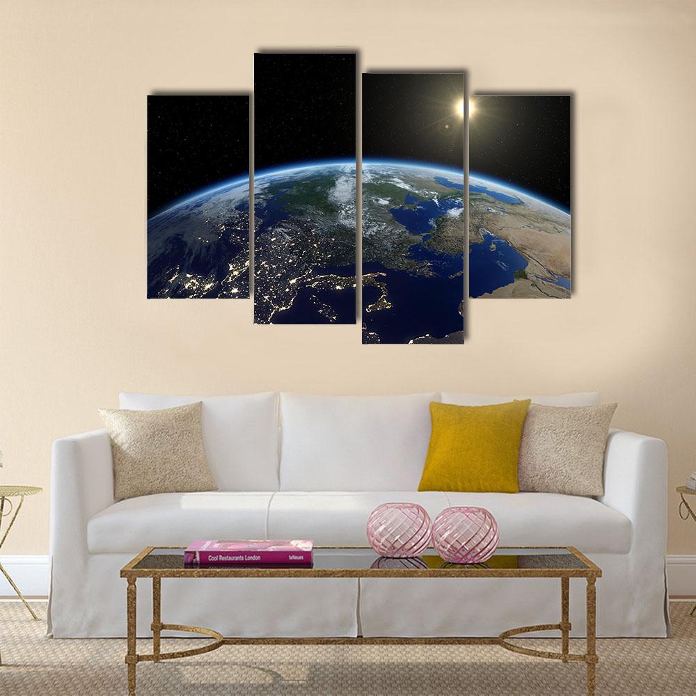 Europe From Satellite Canvas Wall Art-4 Pop-Gallery Wrap-34" x 20"-Tiaracle