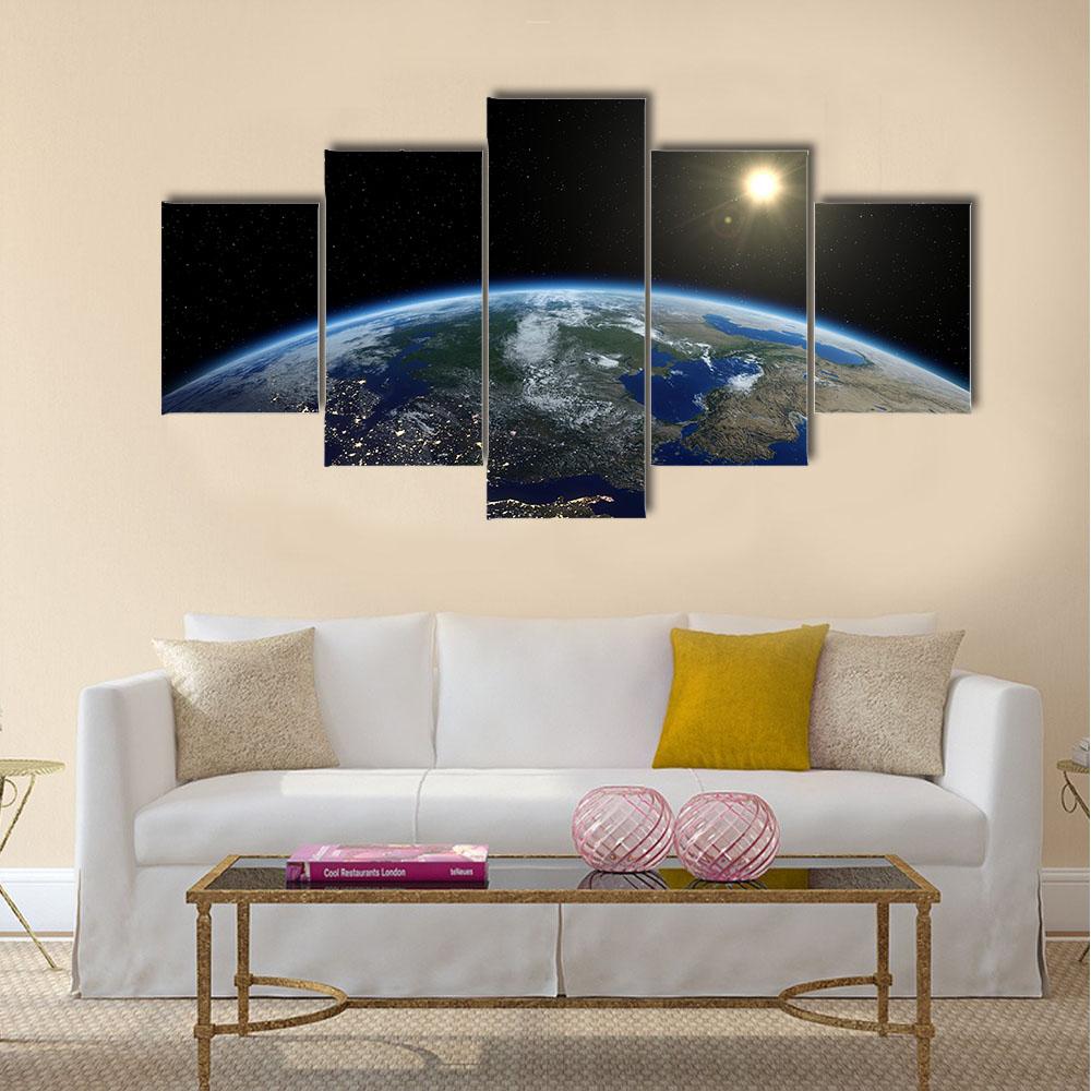 Europe From Satellite Canvas Wall Art-5 Star-Gallery Wrap-42" x 21"-Tiaracle