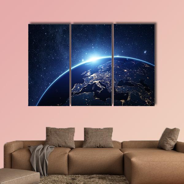 Earth From Space Canvas Wall Art-3 Horizontal-Gallery Wrap-37&quot; x 24&quot;-Tiaracle