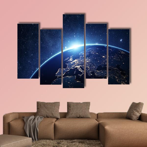 Earth From Space Canvas Wall Art-5 Pop-Gallery Wrap-47&quot; x 32&quot;-Tiaracle