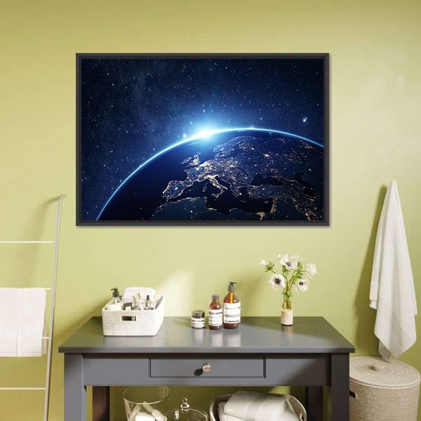 Earth From Space Canvas Wall Art-3 Horizontal-Gallery Wrap-25" x 16"-Tiaracle