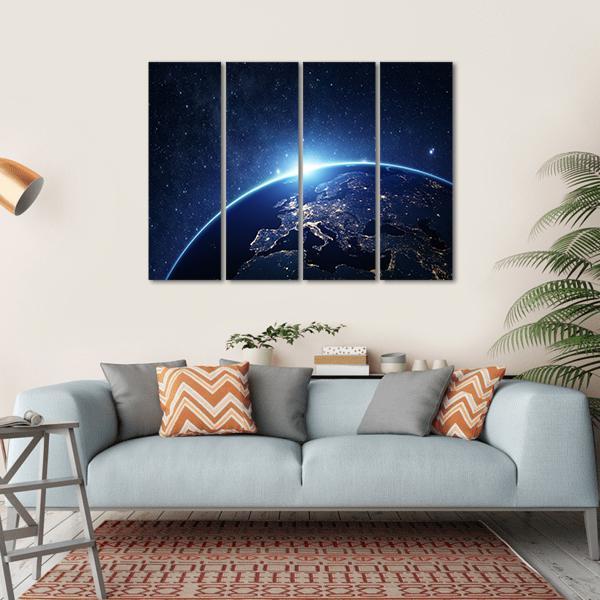 Earth From Space Canvas Wall Art-4 Horizontal-Gallery Wrap-34" x 24"-Tiaracle