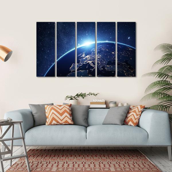 Earth From Space Canvas Wall Art-5 Horizontal-Gallery Wrap-22" x 12"-Tiaracle