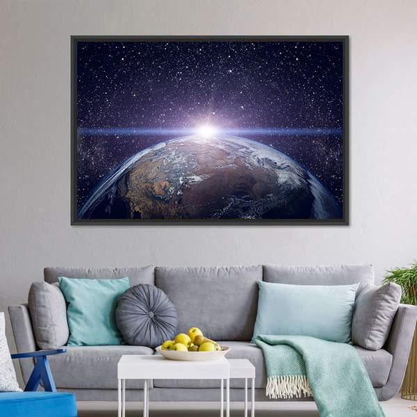 Earth From The Cosmos Panoramic Canvas Wall Art-1 Piece-36" x 12"-Tiaracle