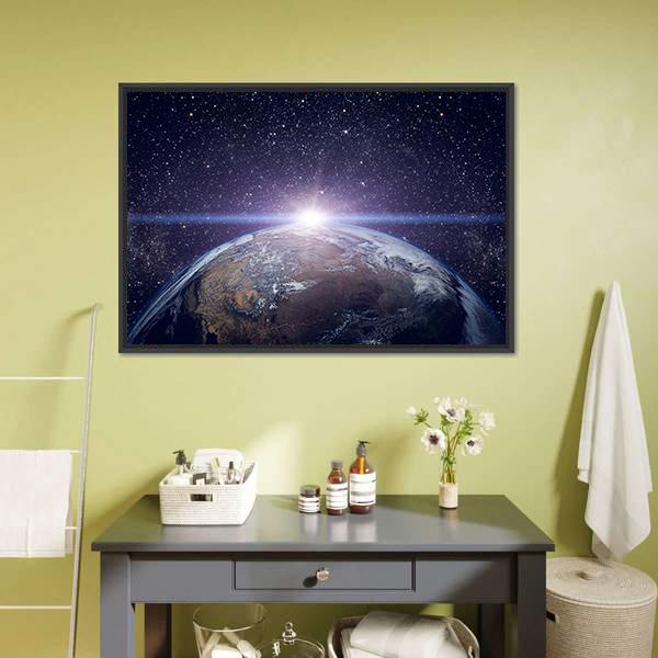 Earth From The Cosmos Panoramic Canvas Wall Art-1 Piece-36" x 12"-Tiaracle