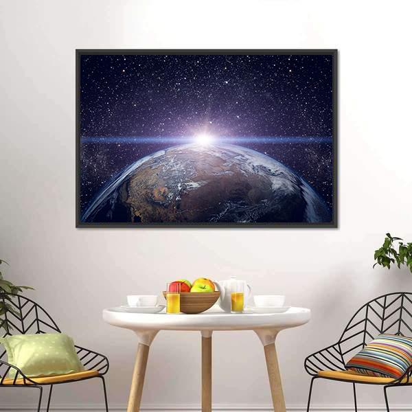 Earth From The Cosmos Panoramic Canvas Wall Art-1 Piece-36" x 12"-Tiaracle
