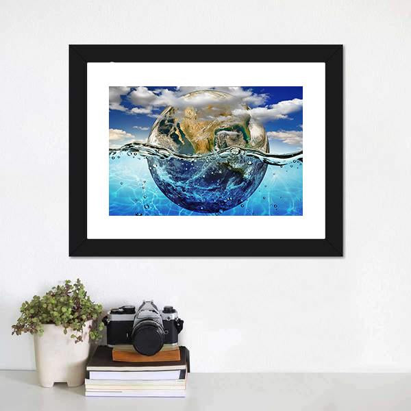 Earth Immersed In Water Canvas Wall Art-3 Horizontal-Gallery Wrap-25" x 16"-Tiaracle