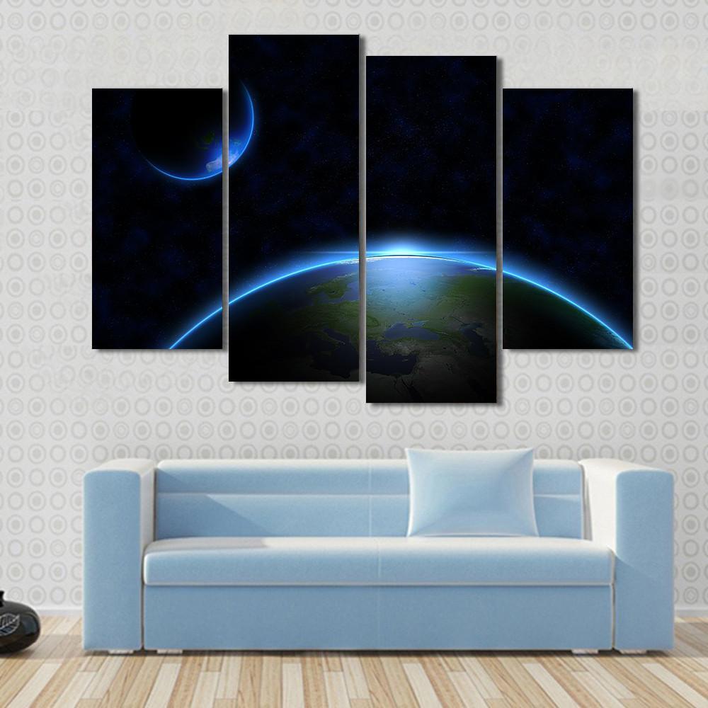 Earth In Space Canvas Wall Art-4 Pop-Gallery Wrap-50" x 32"-Tiaracle