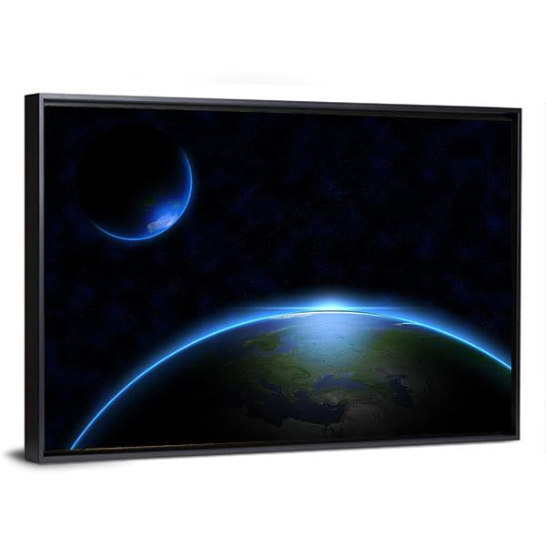 Earth In Space Canvas Wall Art-3 Horizontal-Gallery Wrap-25" x 16"-Tiaracle