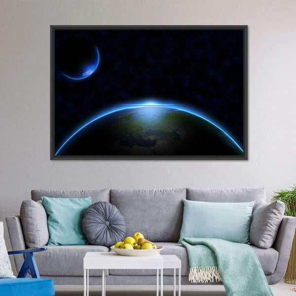Earth In Space Canvas Wall Art-3 Horizontal-Gallery Wrap-25" x 16"-Tiaracle