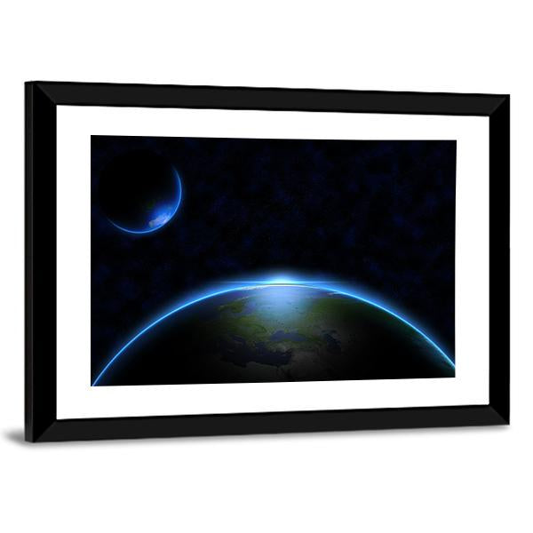 Earth In Space Canvas Wall Art-3 Horizontal-Gallery Wrap-25" x 16"-Tiaracle