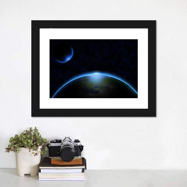 Earth In Space Canvas Wall Art-3 Horizontal-Gallery Wrap-25" x 16"-Tiaracle