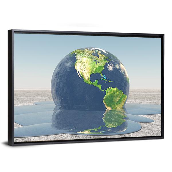 Earth Melting Into Water Canvas Wall Art-5 Horizontal-Gallery Wrap-22" x 12"-Tiaracle