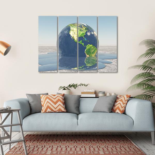 Earth Melting Into Water Canvas Wall Art-4 Horizontal-Gallery Wrap-34" x 24"-Tiaracle
