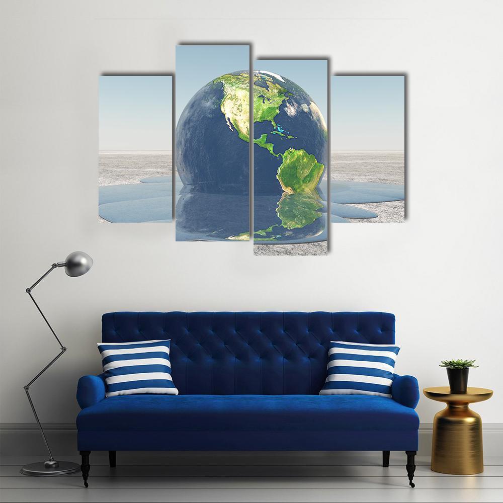 Earth Melting Into Water Canvas Wall Art-4 Pop-Gallery Wrap-50" x 32"-Tiaracle