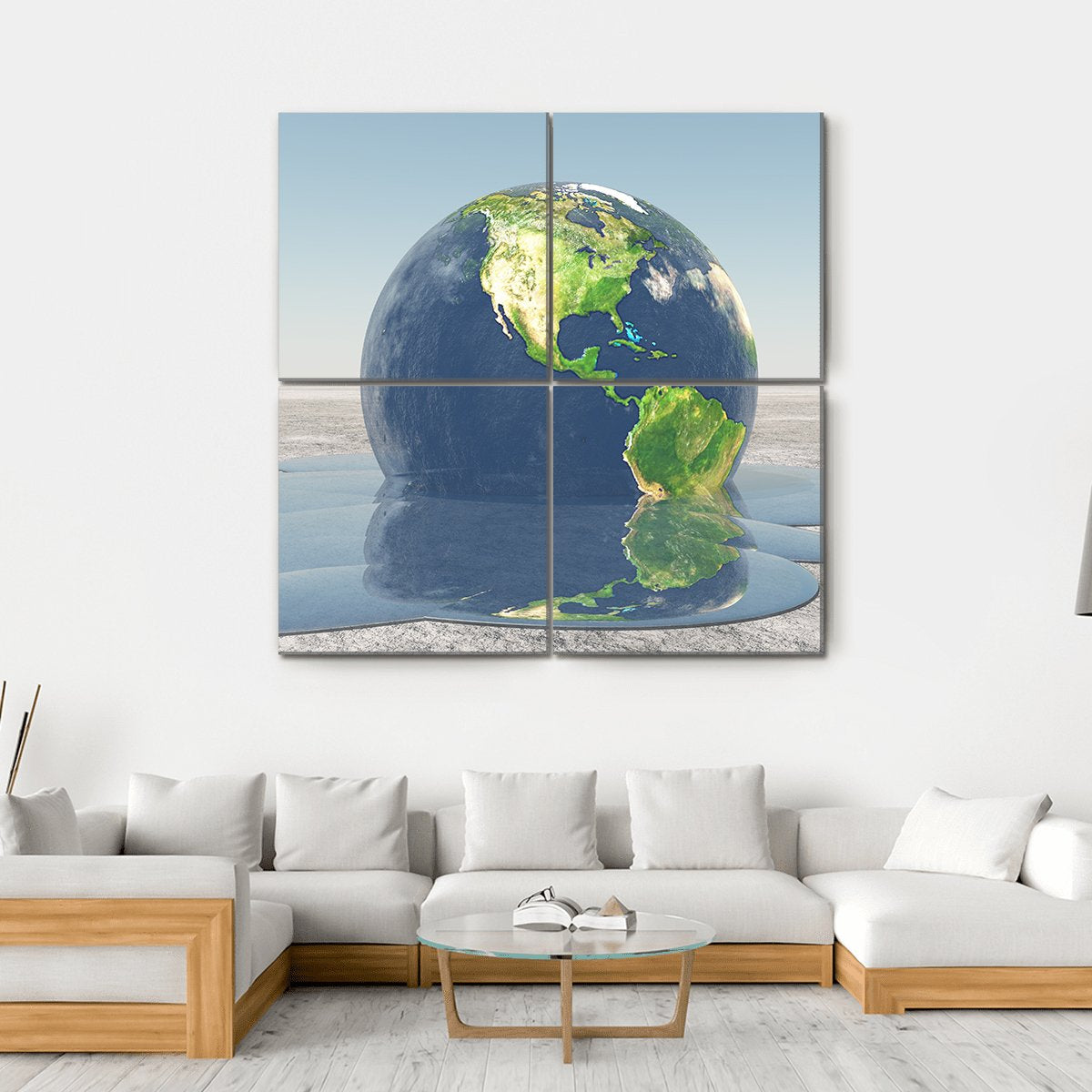 Earth Melting Into Water Canvas Wall Art-4 Square-Gallery Wrap-17" x 17"-Tiaracle