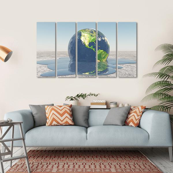 Earth Melting Into Water Canvas Wall Art-5 Horizontal-Gallery Wrap-22" x 12"-Tiaracle