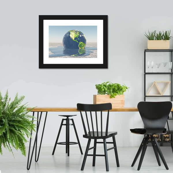 Earth Melting Into Water Canvas Wall Art-3 Horizontal-Gallery Wrap-25" x 16"-Tiaracle