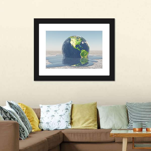 Earth Melting Into Water Canvas Wall Art-1 Piece-Framed Print-20" x 16"-Tiaracle