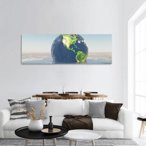 Earth Melting Into Water Panoramic Canvas Wall Art-3 Piece-25" x 08"-Tiaracle