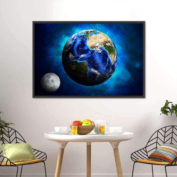 Earth Planet Canvas Wall Art-1 Piece-Floating Frame-24" x 16"-Tiaracle