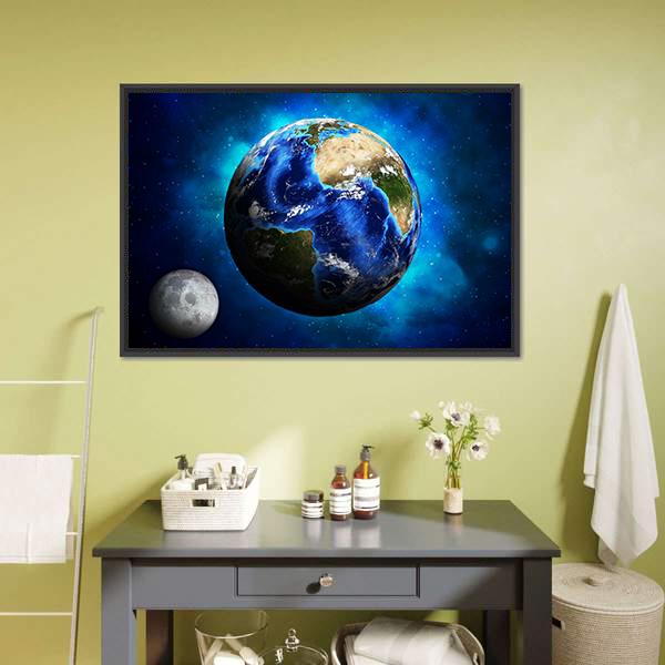 Earth Planet Canvas Wall Art-5 Horizontal-Gallery Wrap-22" x 12"-Tiaracle