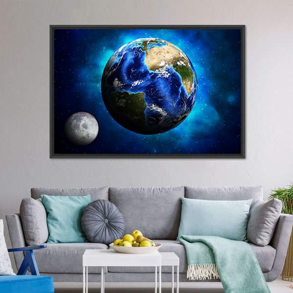 Earth Planet Canvas Wall Art-5 Horizontal-Gallery Wrap-22" x 12"-Tiaracle
