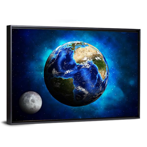 Earth Planet Canvas Wall Art-5 Horizontal-Gallery Wrap-22" x 12"-Tiaracle