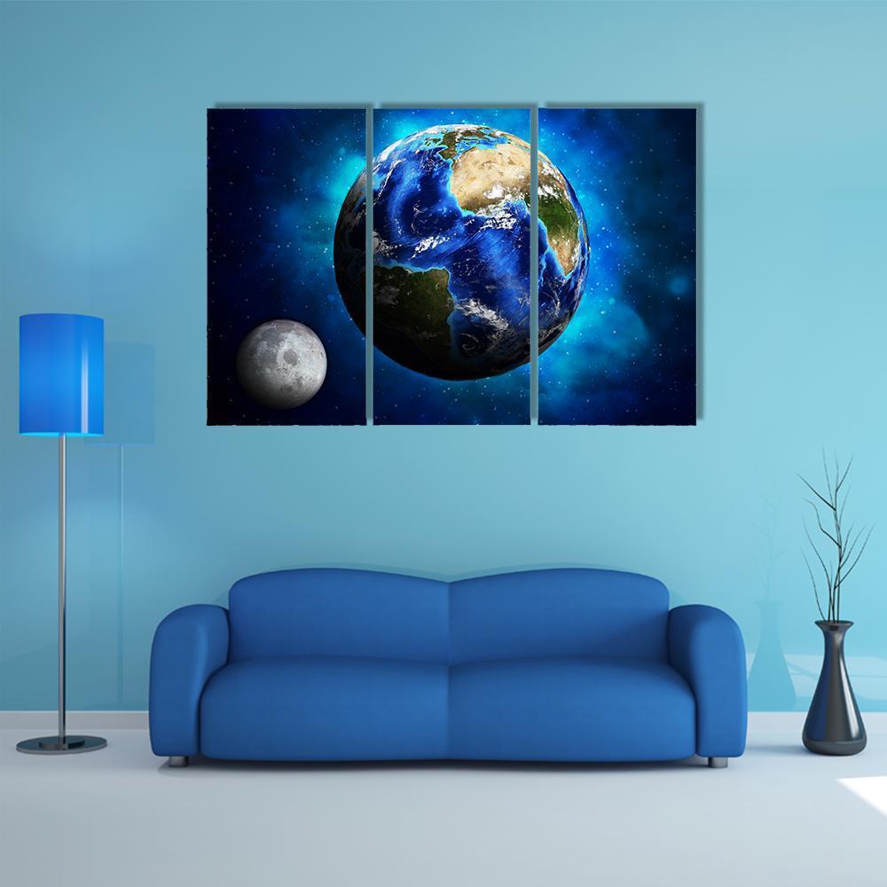 Earth Planet Canvas Wall Art-3 Horizontal-Gallery Wrap-37" x 24"-Tiaracle