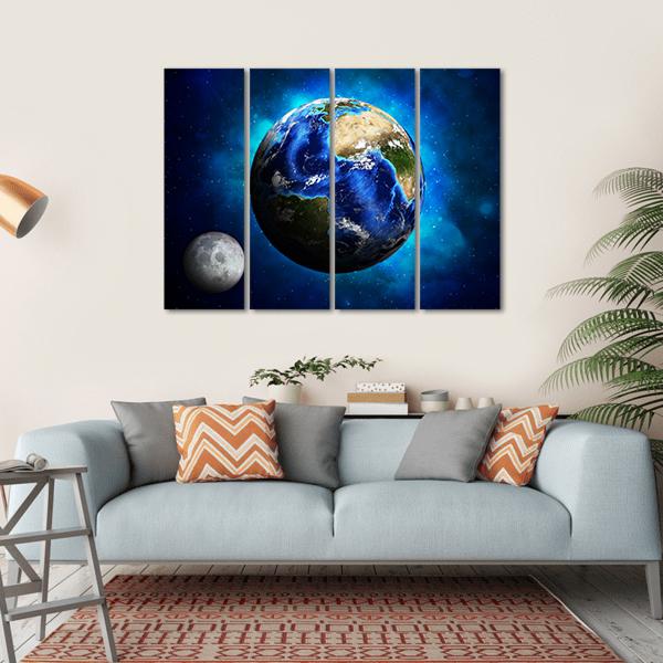 Earth Planet Canvas Wall Art-4 Horizontal-Gallery Wrap-34" x 24"-Tiaracle