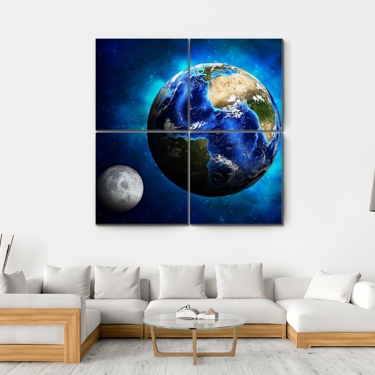 Earth Planet Canvas Wall Art-4 Square-Gallery Wrap-17" x 17"-Tiaracle